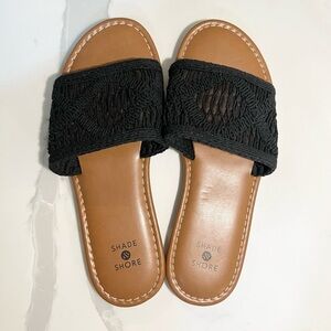 Women's Nicole Knit Slide Sandals, Size 6, Black Shade & Shore Shoe